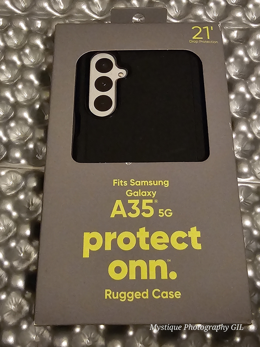 On Rugged Black Phone Case with White Camera Accent A35 5G